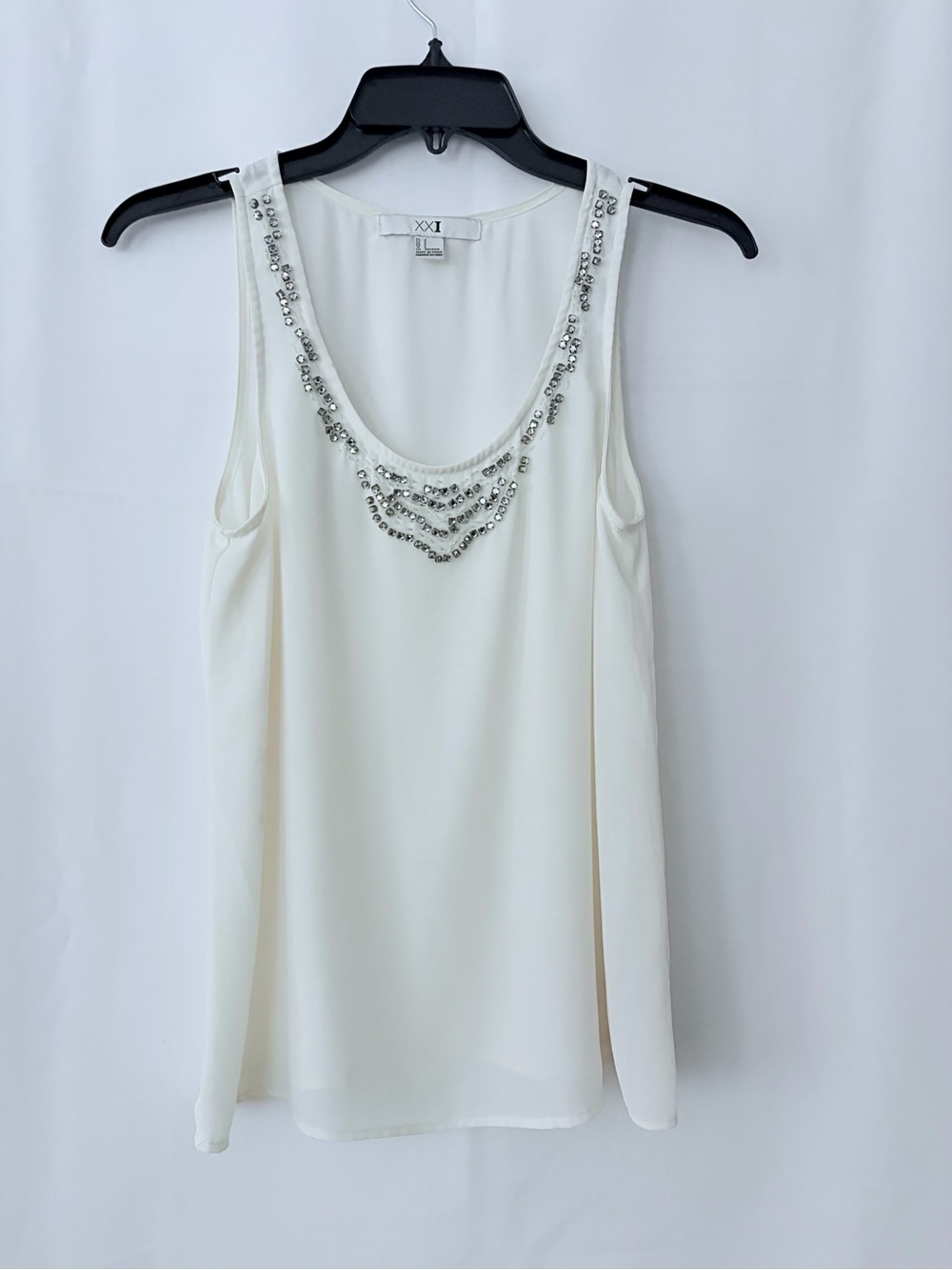 White Beaded Scoop Neck Camisole